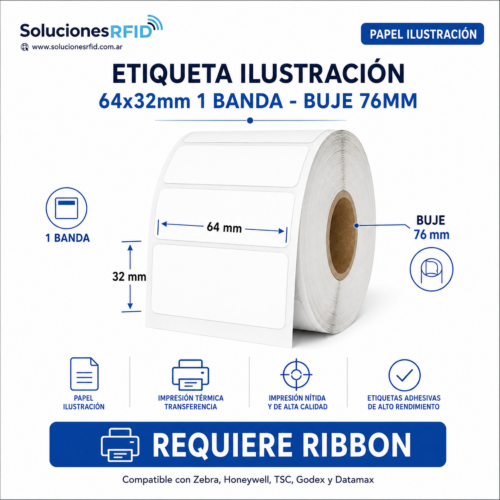Etiqueta Ilustración 64x32mm 1 Banda - Buje 76mm - RX 4500